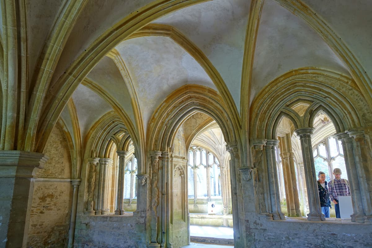 The vaulted medieval chapter house at Lacock Abbey