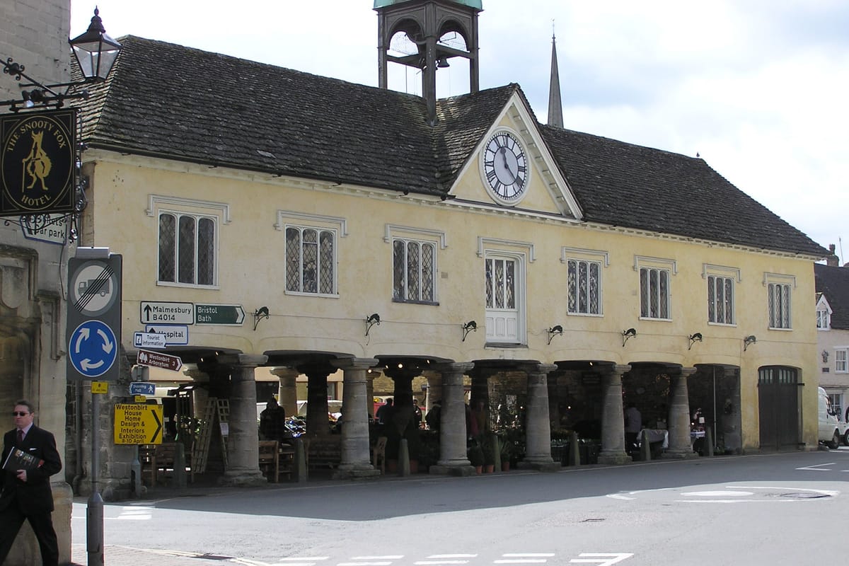 The pillared Market House in Tetbury, built in 1655